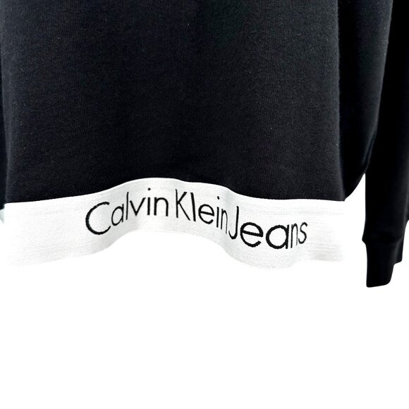 Calvin Klein Jeans Womens Black Hoodie W/ White Logo Hem Size M - Picture 4 of 10